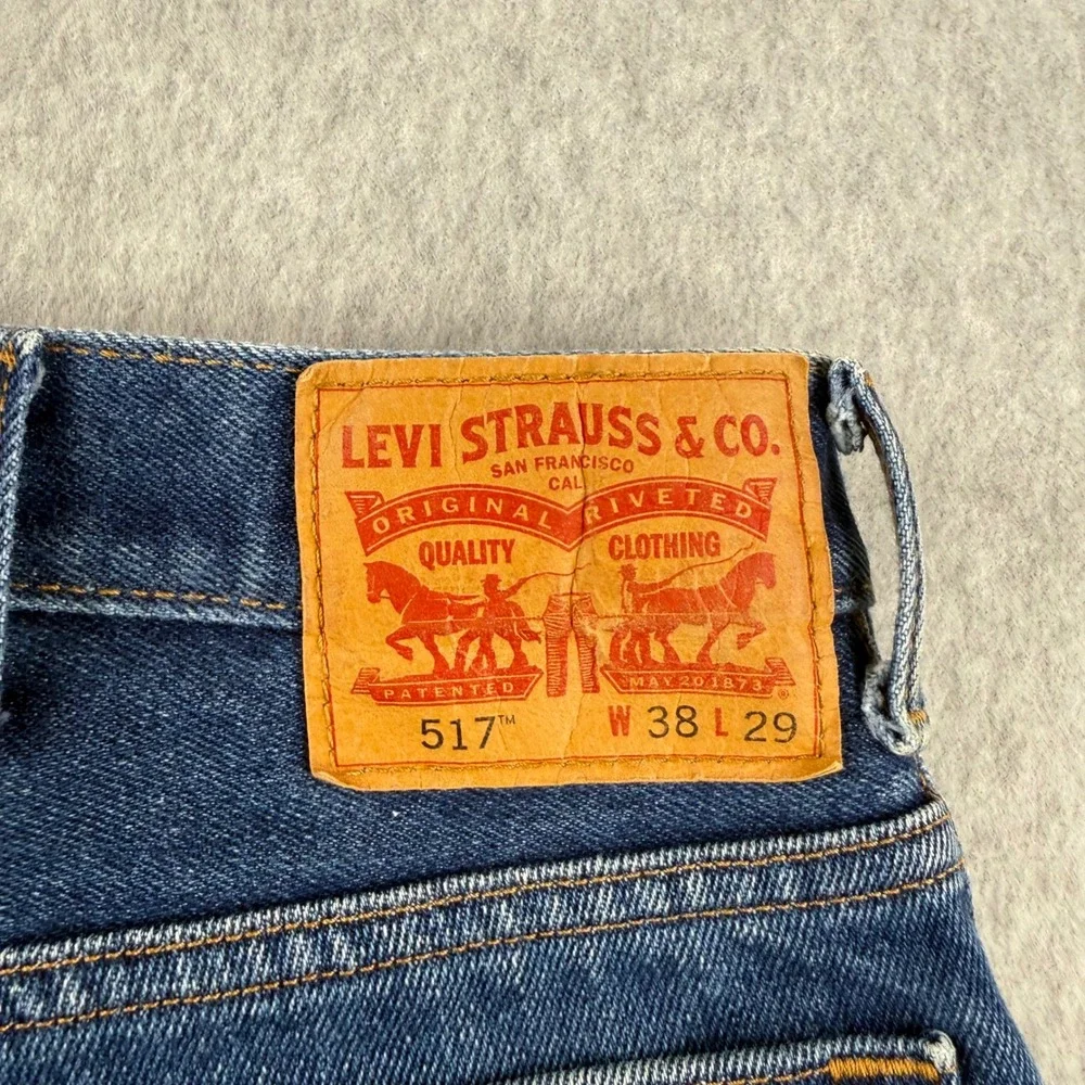 Levis Jeans Mens 38x29 (Fits 38x27) Dark Wash 517 Bootcut Western‎ Cowboy Denim